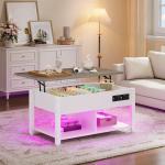 YITAHOME Lift-Top Coffee Table with LED Lights