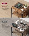 VASAGLE Narrow Charging Side Table in Rustic Brown