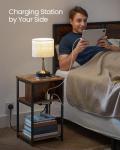 VASAGLE Narrow Charging Side Table in Rustic Brown