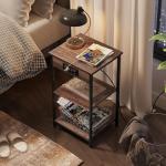 WLIVE 3-Tier Charging Side Table for Small Spaces