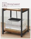 VASAGLE Narrow Charging Side Table in Rustic Brown