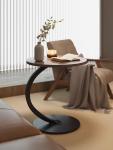 C-shaped Wooden Side Table for Living Room