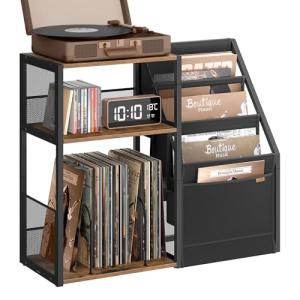VASAGLE Rustic 3-Tier Record Player Stand