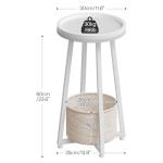 HOOBRO Round Side Table with Storage Basket