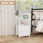 Yornoli Bedside Table with Charging Station and LED Lights
