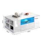 Stylish White Coffee Table with Storage & LED Lights