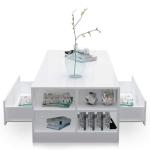 Stylish White Coffee Table with Storage & LED Lights