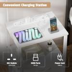 Yornoli Bedside Table with Charging Station and LED Lights