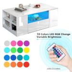 Stylish White Coffee Table with Storage & LED Lights