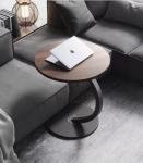 C-shaped Wooden Side Table for Living Room