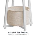 HOOBRO Round Side Table with Storage Basket