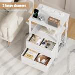 Yornoli Bedside Table with Charging Station and LED Lights