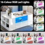 Stylish White Coffee Table with Storage & LED Lights