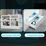 Stylish White Coffee Table with Storage & LED Lights