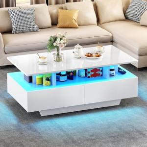 Modern LED Coffee Table with Storage and Display