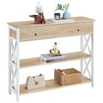 Industrial Console Table with Drawer and Shelves