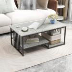 COSTWAY Modern Faux Marble Coffee Table