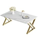Rectangular Coffee Table with Gold Metal Frame