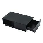 Modern Black Coffee Table with Storage & LED Light