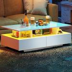 Modern LED Coffee Table with Storage and Display