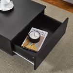 Modern Black Coffee Table with Storage & LED Light