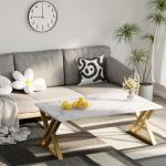 Rectangular Coffee Table with Gold Metal Frame
