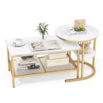 Stylish Faux Marble Nesting Coffee Tables Set of 2