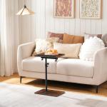 360° Rotating C-Shaped Side Table in Rustic Brown