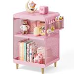 Kids' Pink Nightstand with Hanging Basket & Hooks