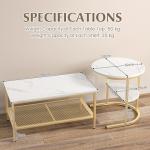 Stylish Faux Marble Nesting Coffee Tables Set of 2