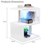 S-Shaped LED Side Table with Storage Shelves