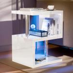 S-Shaped LED Side Table with Storage Shelves
