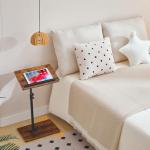 360° Rotating C-Shaped Side Table in Rustic Brown