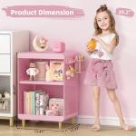 Kids' Pink Nightstand with Hanging Basket & Hooks