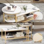 Stylish Faux Marble Nesting Coffee Tables Set of 2