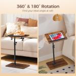 360° Rotating C-Shaped Side Table in Rustic Brown