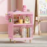 Kids' Pink Nightstand with Hanging Basket & Hooks