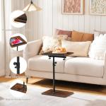 360° Rotating C-Shaped Side Table in Rustic Brown