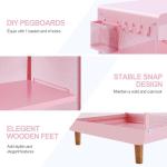 Kids' Pink Nightstand with Hanging Basket & Hooks