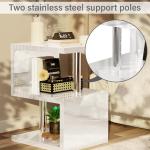 S-Shaped LED Side Table with Storage Shelves