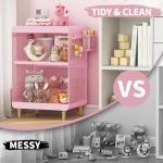 Kids' Pink Nightstand with Hanging Basket & Hooks