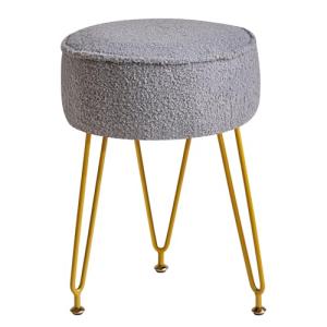 Gray Velvet Round Footrest Ottoman and Makeup Stool