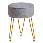 Gray Velvet Round Footrest Ottoman and Makeup Stool