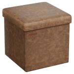 Brown Folding Storage Ottoman Bench with Lid