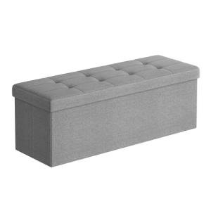 Light Grey Storage Ottoman Bench – Easy Assembly