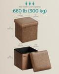 Brown Folding Storage Ottoman Bench with Lid