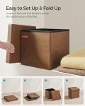 Brown Folding Storage Ottoman Bench with Lid