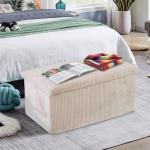 Large Beige Folding Ottoman Storage Box