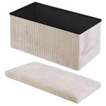 Large Beige Folding Ottoman Storage Box