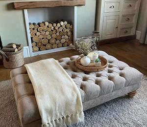 Extra Large Cream Chesterfield Footstool Coffee Table